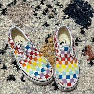 VANS Kids Classic Slip-On Checkerboard Shoe- Rainbow- size-12c